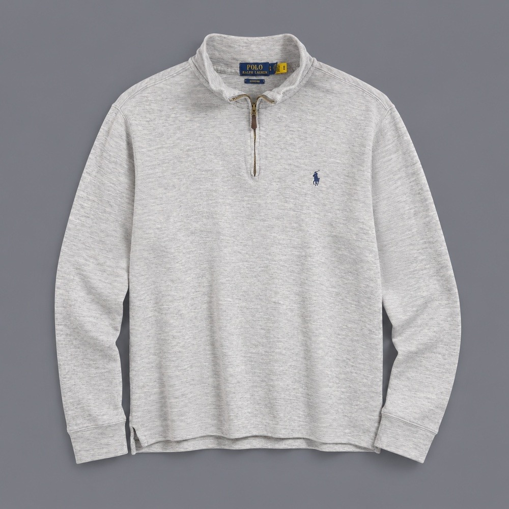 Polo Ralph Lauren Estate Rib Quarter Zip Pullover Mens Large Grey Heather